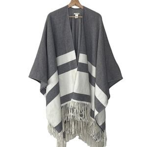 SUNDANCE‎  WOOL  FRINGED OPEN  CAPE PONCHO